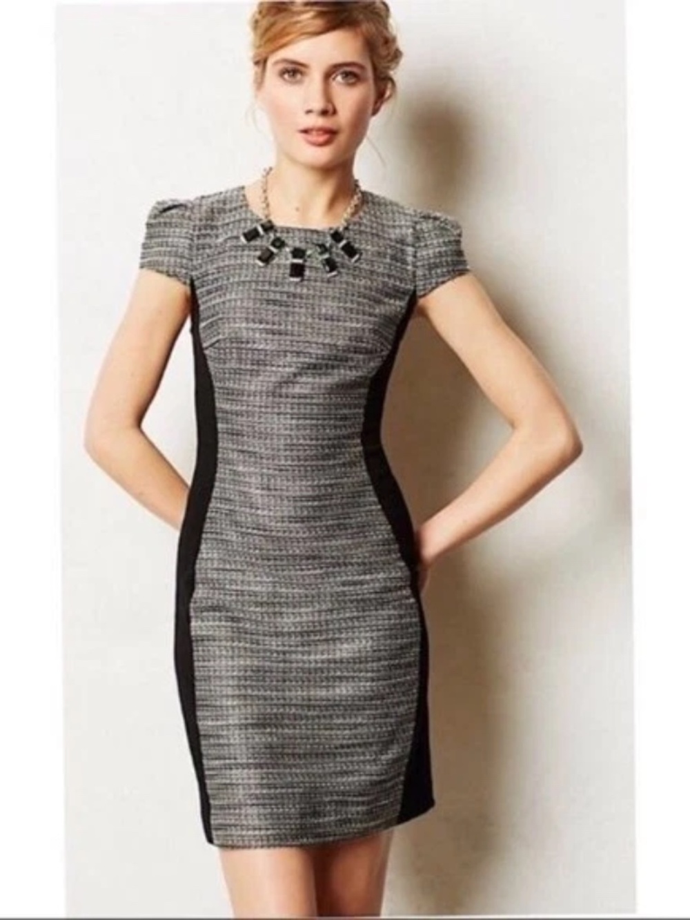 Moulinette Soeurs "Grisaille" Fitted Gray Tweed Dress